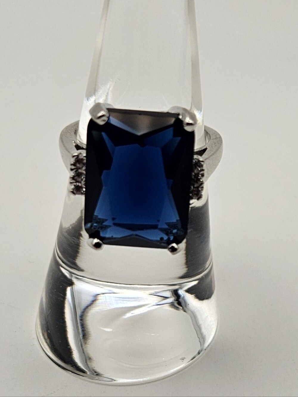 Vintage 925 Sterling Silver Blue Statement Ring Size 5.5